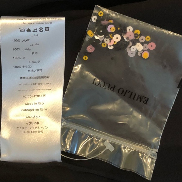 NWT Emilio Pucci Black Silk Top with Multicolored Sequins on one shoulder size M - Picture 4 of 12